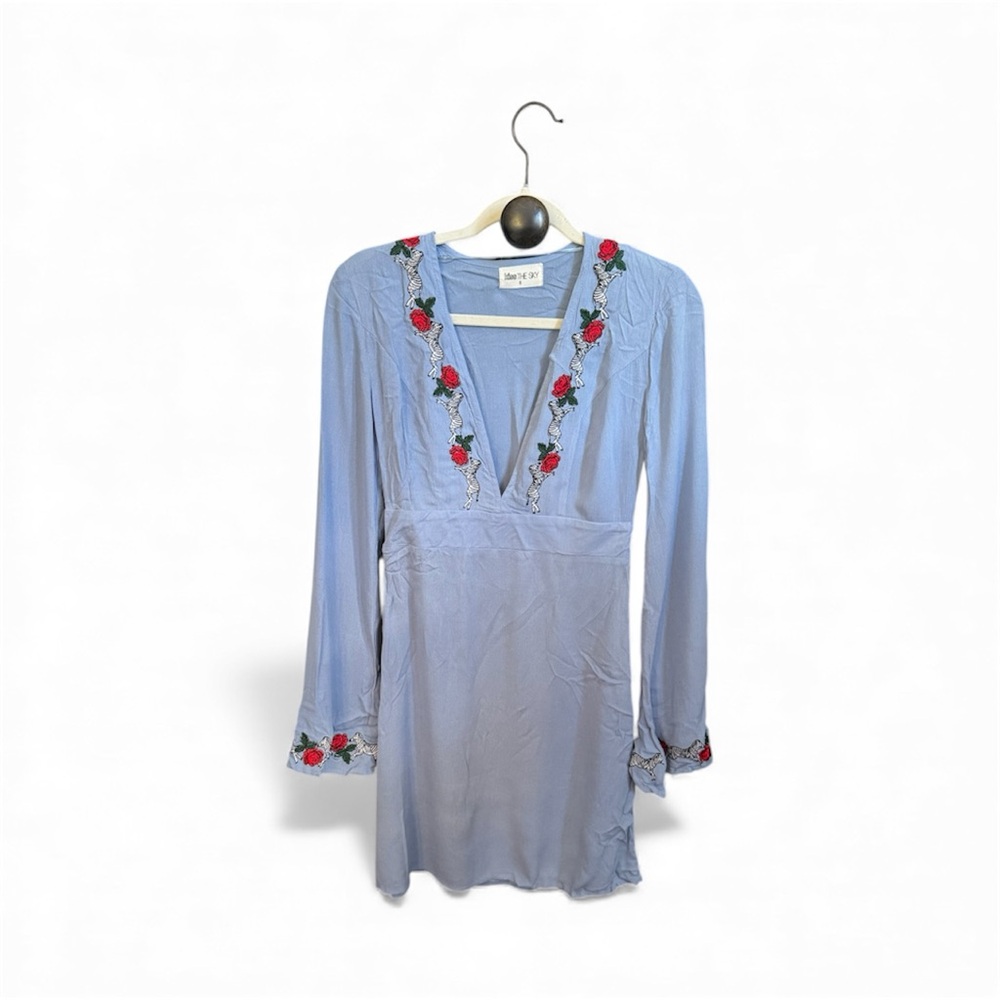 Blue Floral Embroidered Dress
